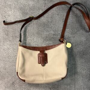 Leather Co Liz Claiborne Cream Leather Shoulder Bag